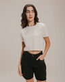Playera Cropped Manga Corta,BLANCO HUESO